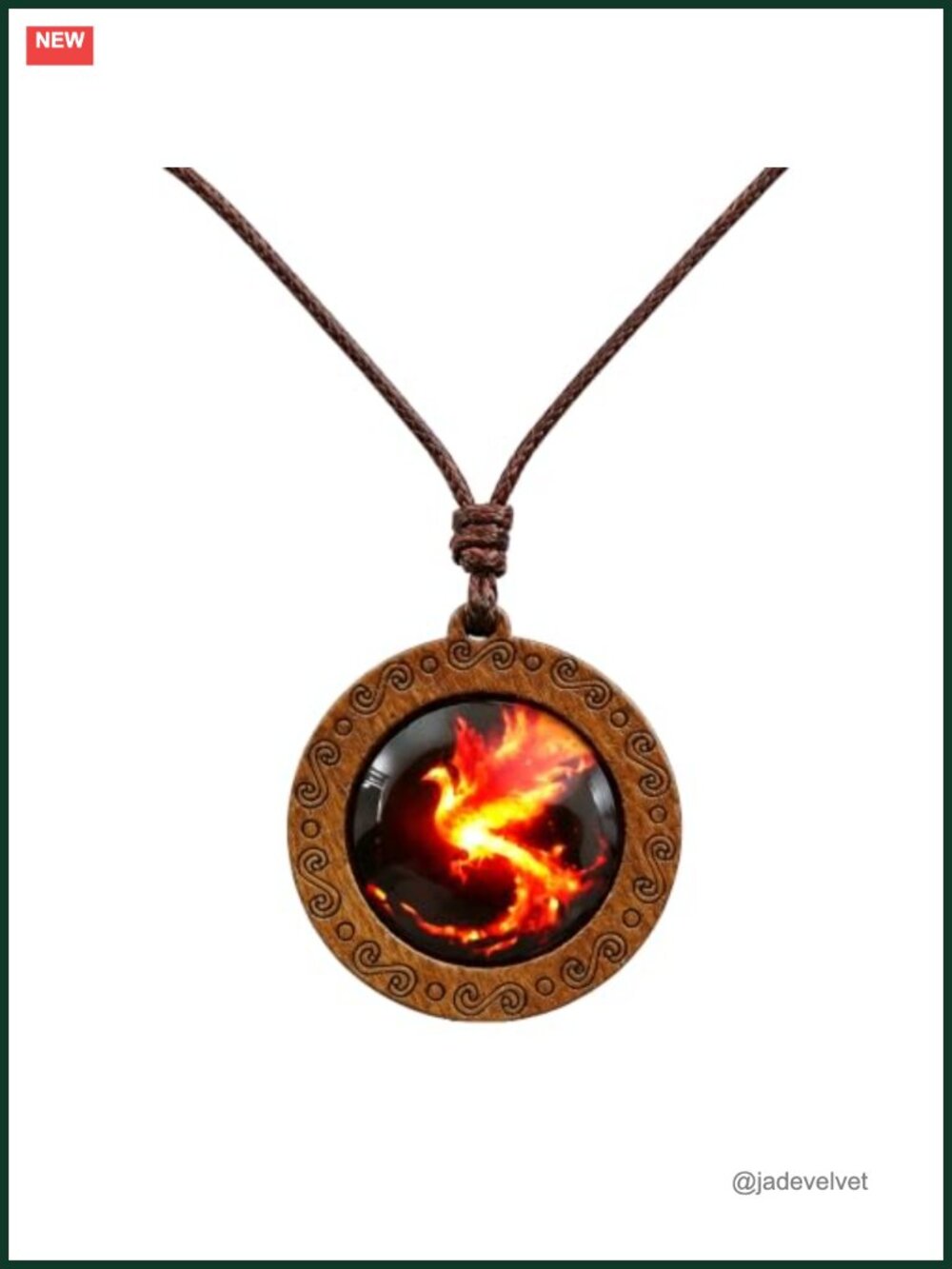 Phoenix Flame Pendant Necklace Leather Braided Cord Gothic Fantasy Jewelry